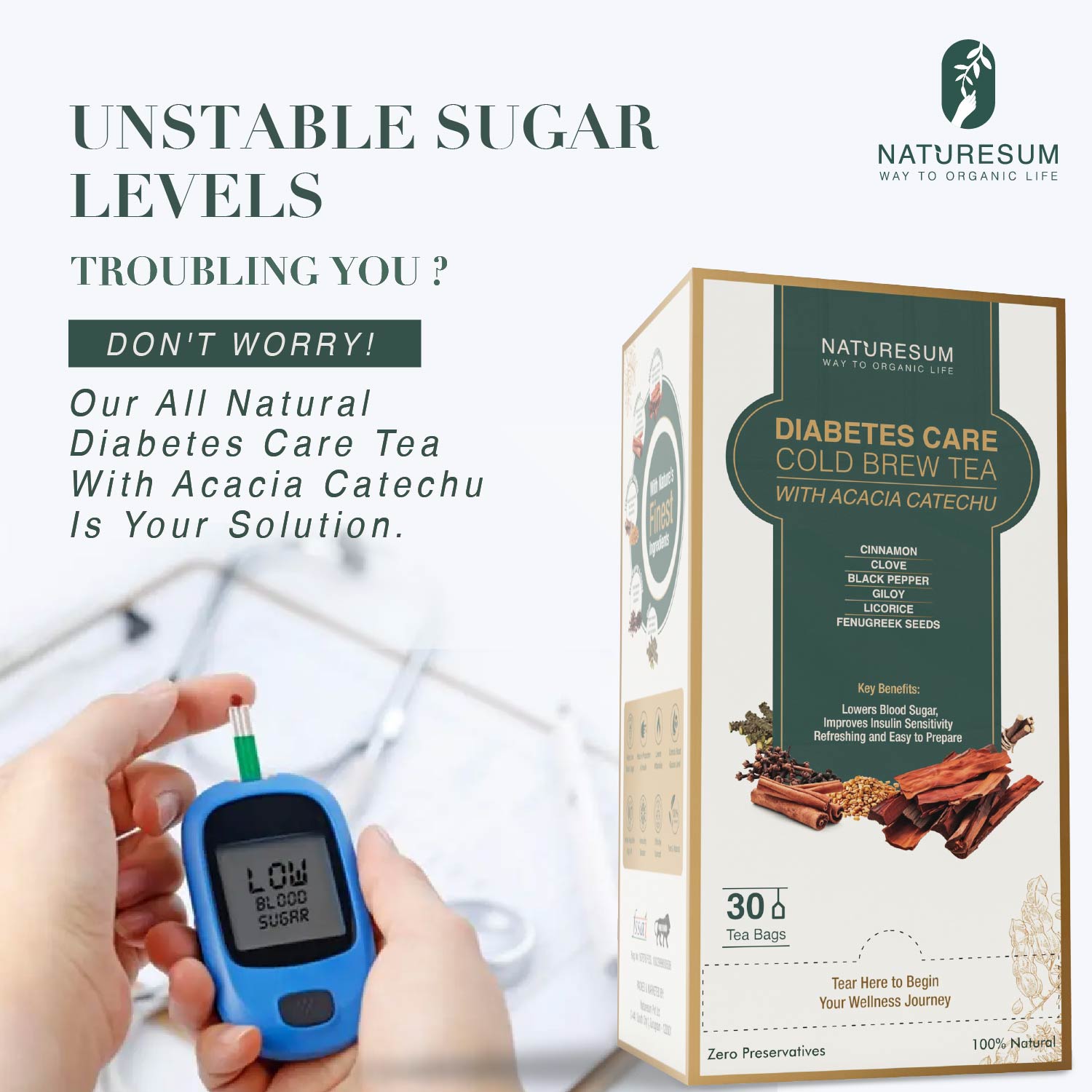 DIABETES CARE COLD BREW TEA WITH ACACIA CATECHU